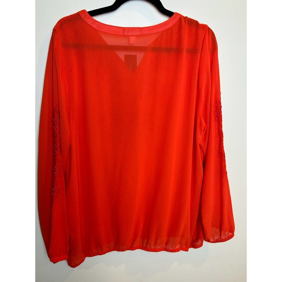 Lane Bryant Orange Boho Blouse Size 14/16 Embellishment - Picture 7 of 9